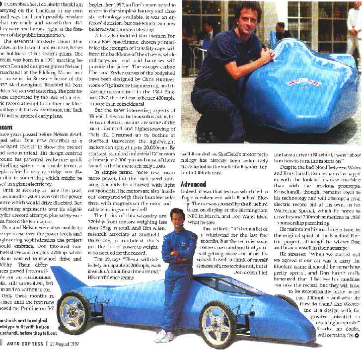Auto Express August 1997 Bluebird and Don Wales article